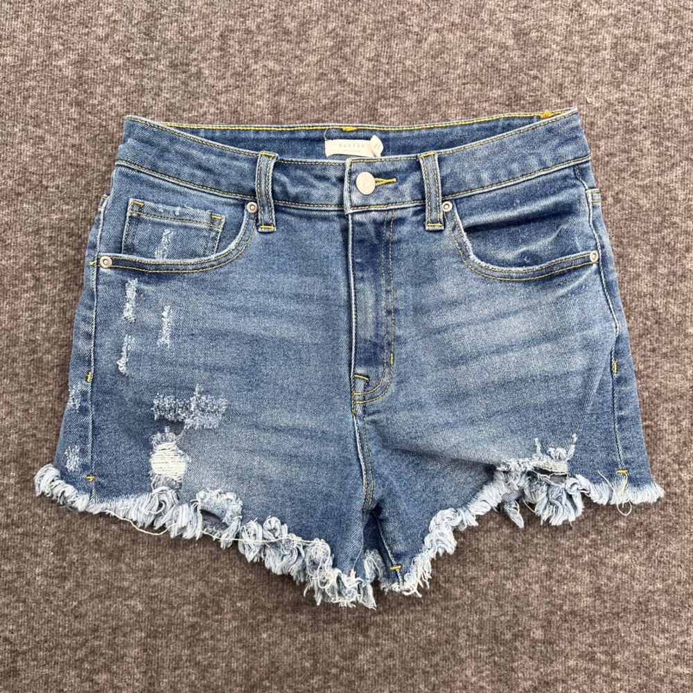 Harper Heritage Womens Distressed Denim‎ Shorts Medium Wash Blue Size 28 Raw hem